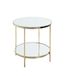 HAKU Ronde bijzettafel messing geplateerd metaal poten met verstelmogelijkheid spiegel 5 mm sofatafel ronde salontafel - Maat: H 46 cm x Ø 45 cm, Stijl: Art Deco