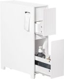 SoBuy Lage Kast, Staande Smalle Opbergkast, Smalle Badkamerkast, Toiletkast - Wit, 60x20x75cm, BZR111-W
