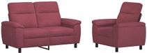 vidaXL Canapé 2 places Tissu Rouge vin