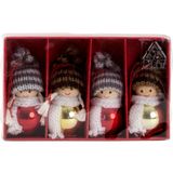 Merkloos / Sans marque IKO kersthangers ornamenten -poppetjes - 4x st- gekleurd - hout -7 cm