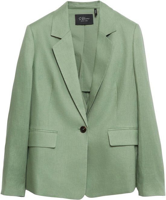 s.Oliver BLACK LABEL s.Oliver Vrouwen Blazer Saliegroen Linnen Regular Fit