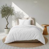 TRANKIELO® - Housse de couette 135x200 cm et taie d'oreiller 80x80 cm - Satin de coton - Blanc - certifié