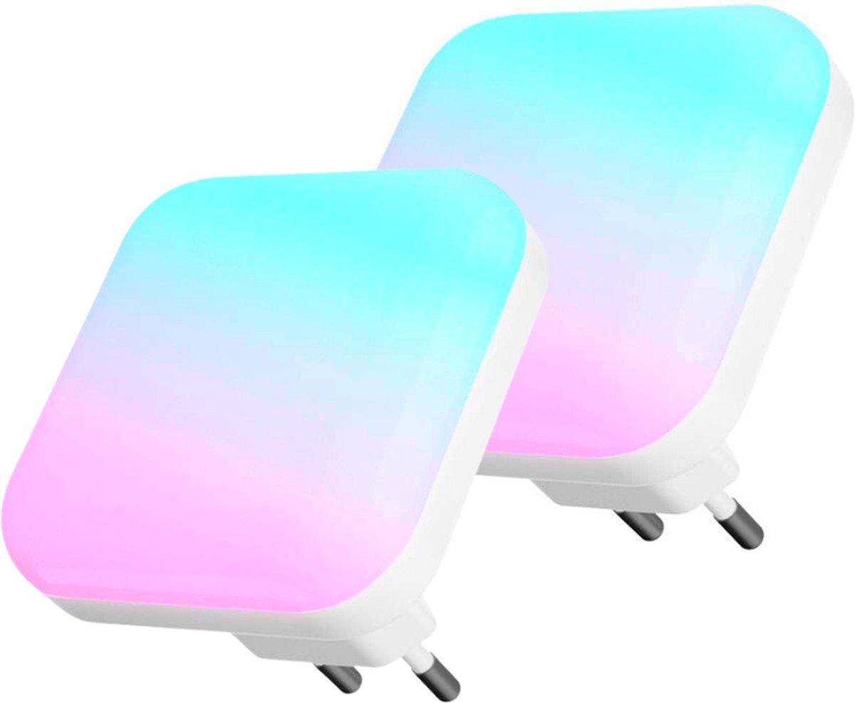 Quality Needz - LED Nachtlampje - 2 Stuks - Verschillende Kleuren - Nacht Lamp met Dag en Nacht Sensor - Nachtlampje Stopcontact - voor Kinderen en Volwassenen