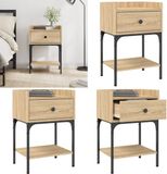 vidaXL Nachtkastje 40,5x31x60 cm bewerkt hout sonoma eikenkleurig