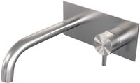 Brauer Brushed Edition Inbouw Wastafelmengkraan met Gebogen Uitloop en Afdekplaat Model B1 RVS Geborsteld PVD