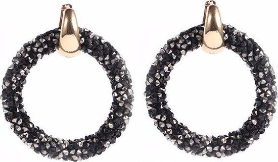 Cilla Jewels Lookinggoodtoday Ronde oorbellen Crystal Gold Blue