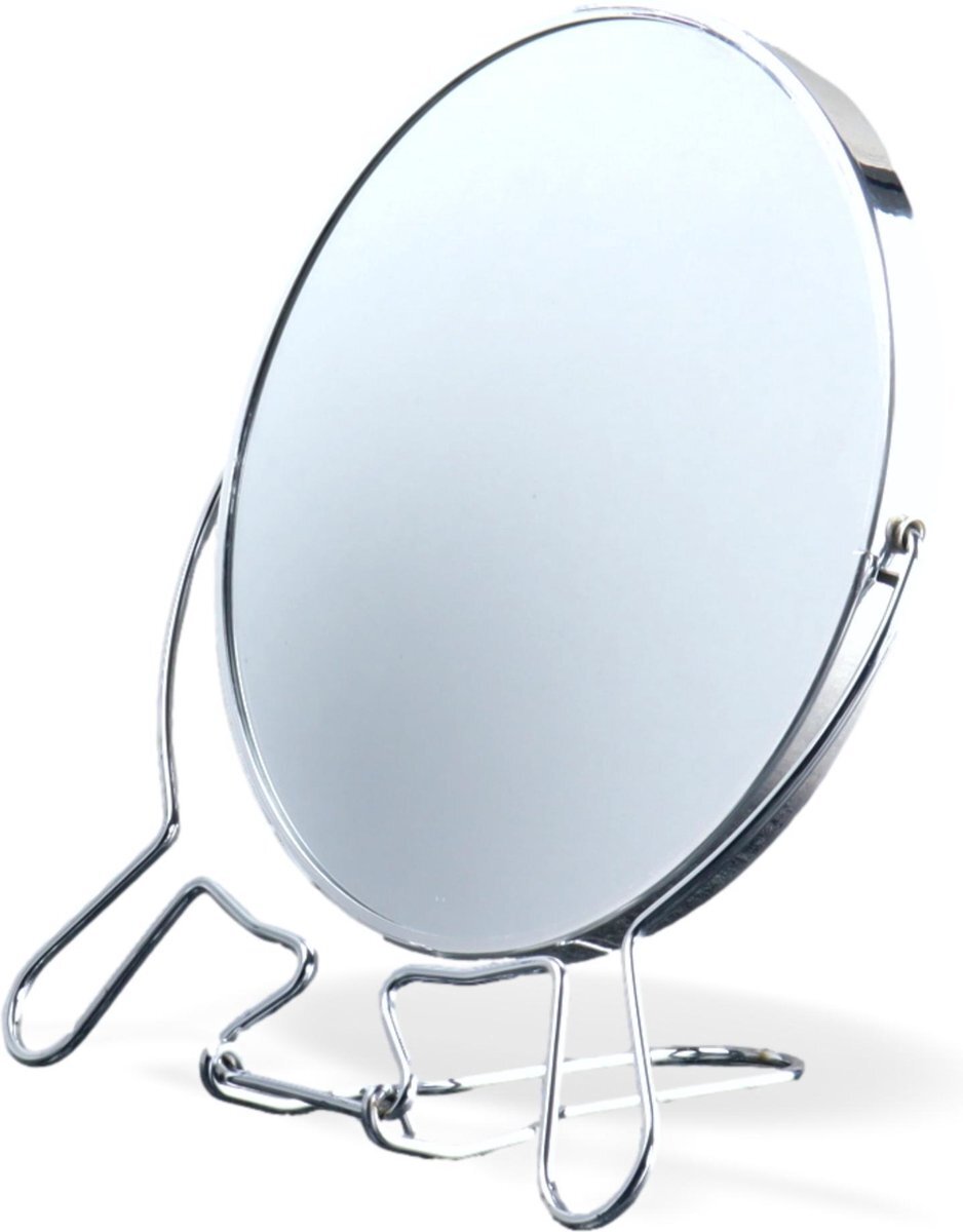Orange85 Make-up spiegel - Tafel - Staand - 2x vergroting - Scheerspiegel - Cosmetica - Draagbaar - Metaal
