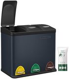 SONGMICS Keukenprullenbak – 3-in-1 afvalscheiding – 24 liter – Rookgrijs