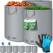 Kesser Tuinafvalzak set - Zelfstaand, opvouwbaar - Incl. handschoenen - 6x 272 L, Grijs