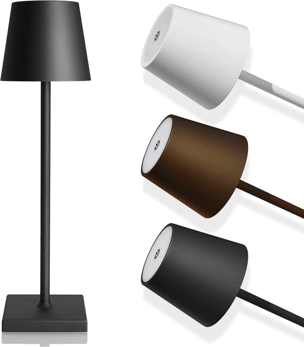 Stano Solgado Dimbare Led Tafellamp - Voor binnen en Buiten - Oplaadbaar - Designer Tafellamp met USB-C Poort - Zwart 38cm