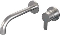 Brauer Brushed Edition Inbouw Wastafelmengkraan met Gebogen Uitloop en Rozetten Model D1 RVS Geborsteld PVD
