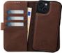 Rosso Elite Hoesje Geschikt voor Apple iPhone 15 Plus | Compatibel met MagSafe | Book Case en Back Cover | Magnetisch Uitneembaar | Echt Leer Beschermhoes met Pasjeshouder | Bruin