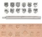 Set de 12 poinçons en cuir, motifs variés, alliage de zinc, adapté aux projets de bricolage