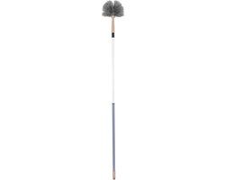 Urban Living Schoonmaak/afstoffen Ragebol telescoopsteel - uitschuifbaar tot 140 cm - grijs/roze