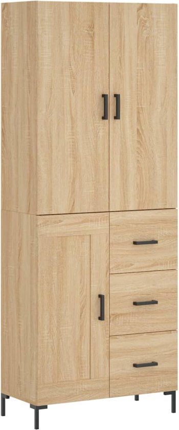 vidaXL Hoge kast 69,5x34x180 cm bewerkt hout sonoma eikenkleurig