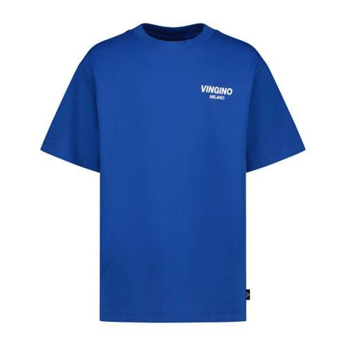 Vingino T-shirt blauw Jongens Katoen Ronde hals Logo - maat 128