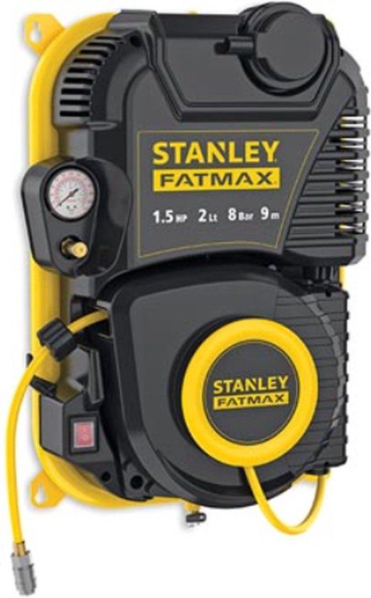 Stanley Fatmax Olievrije Compressor - 8 Bar - 2L - 1.5 PK - Met Muurbevestiging & Kabelhaspel