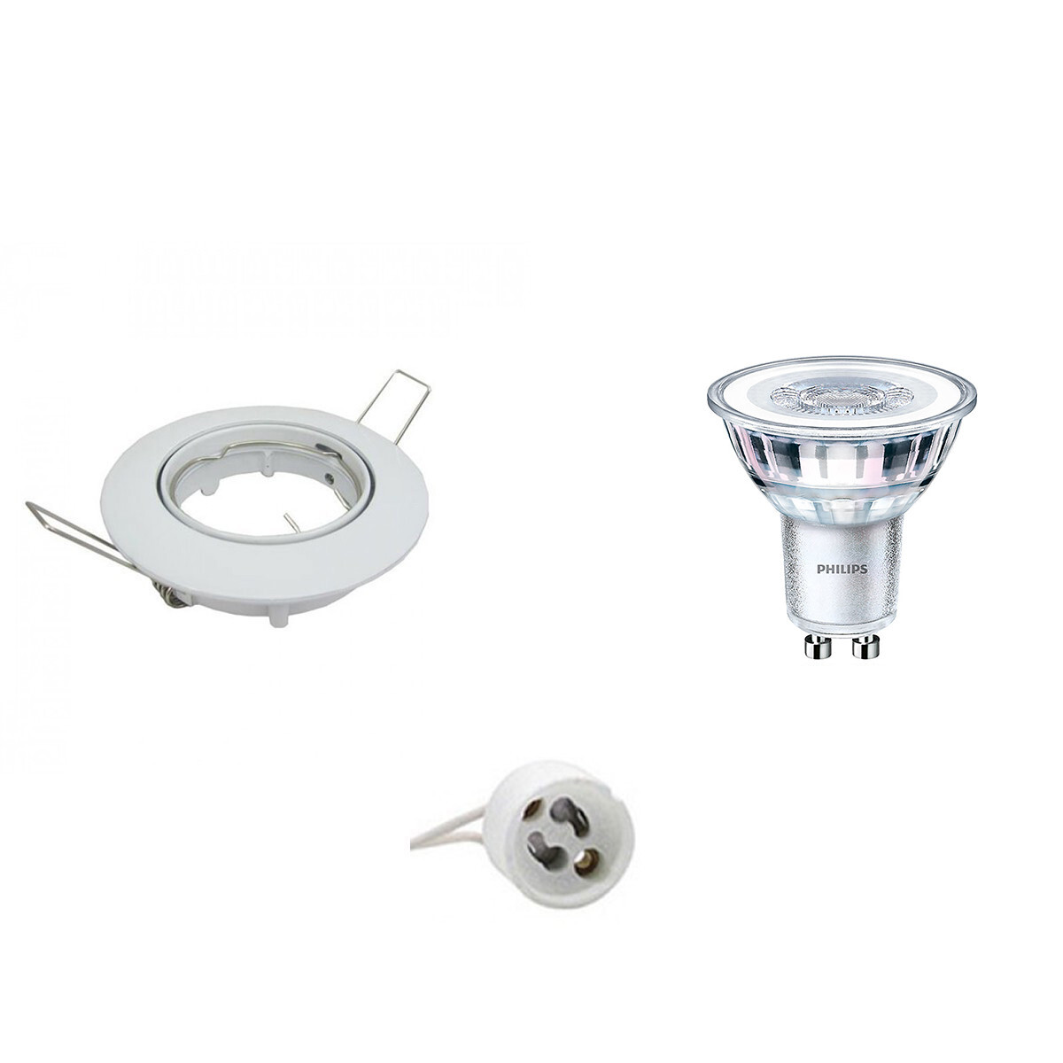 BES LED LED Spot Set - GU10 Fitting - Inbouw Rond - Glans Wit - Kantelbaar Ø82mm - Philips - CorePro 827 36D - 4.6W - Warm Wit 2700K