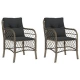 VidaXL Tuinstoelen 2 st met kussens poly rattan grijs
