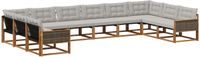 vidaXL - Buiten - bank - set - 10 - st - Naturel - en - lichtgrijs