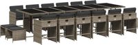 vidaXL 17-delige Tuinset met Kussens, Polyrattan, Grijs