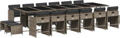 vidaXL 17-delige Tuinset met Kussens, Polyrattan, Grijs