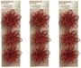 Merkloos Kaemingk B.V. Kerstboomversiering Bloemen - 18x stuks - 11 cm - rood glitter - op clip - ornament
