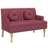 VidaXL Bankje met kussens 113x64,5x75,5 cm stof wijnrood