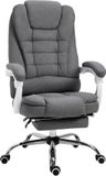 Vinsetto Chaise de bureau avec repose-pieds, fauteuil direction, dossier réglable, revêtement en lin, gris
