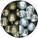 Boules de Noël en plastique 6 cm - 24x pièces - vert mousse et bleu clair