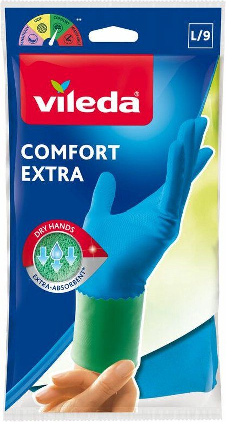 Vileda Comfort & Care Handschoen - Large - Blauw - Rubber