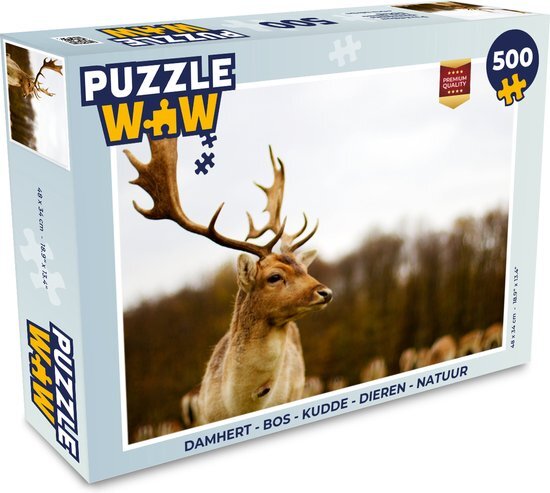 MuchoWow Puzzel Damhert - Bos - Kudde - Dieren - Natuur - Legpuzzel - Puzzel 500 stukjes - Sinterklaas cadeautjes - Sinterklaas voor grote kinderen