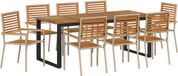vidaXL Tuinset, 9-delig, beige, massief acaciahout