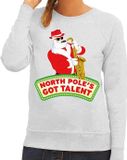 Bellatio Decorations North Pole's Got Talent Foute kersttrui / sweater dames - grijs - L