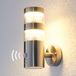 Lindby LED buiten wandlamp Lanea, 22 cm, roestvrij staal, sensor