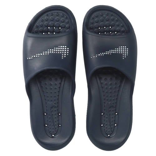 Nike Victori One Shower badslippers met logo donkerblauw/wit