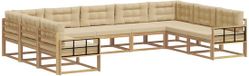 vidaXL - Hoek loungeset - 9 zitplaatsen - Wit en Beige - Acacia Hout