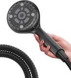 Merkloos Hogedruk handdouchekop 6-standen - Hoge doorstroming - Lage waterdruk - Handdouchekopset - 59 inch roestvrijstalen slang - Teflon tape - Rubberen ringen - Zwart