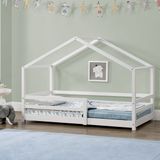 en.casa Kinderbed huisbed met uitvalbeveiliging 90x200 wit