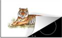 Merkloos KitchenYeah® Inductie beschermer 77x51 cm - Tijger - Oranje - Inductiebeschermer - Kookplaataccessoires