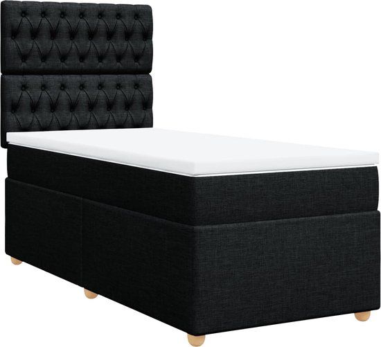vidaXL Boxspring met matras stof zwart 90x200 cm