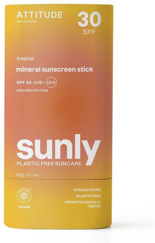 Attitude Sunly zonnebrandstick SPF30 tropisch 60g