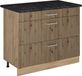 Vicco Keukenonderkast R-Line, Artisanaal eiken/Goudkleurig Eiken, 100 cm antraciet werkblad