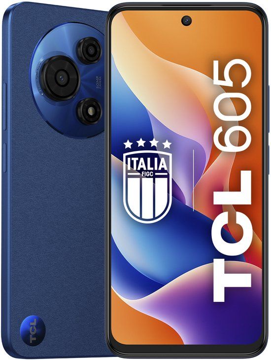 TCL 605 - 4G smartphone - dual-SIM - RAM 4 GB / intern geheugen 128 GB - microSD slot - 6.67" - 1600 x 720 pixels (90 Hz) - 2x achtercamera's 50 MP, 0.08 MP - front camera 5 MP - quartz blue