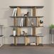 Stijlvolle boekenplank, zwart & oak, 120 x 141 x 24,6 cm, 100% melamine gecoat, deeltjesbord, 18 mm dik, perfect voor moderne decoratie thuis en op kantoor