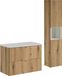 Meuble de salle de bain de 80 cm de large, avec un plan de travail et une armoire haute