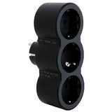 Legrand 694519 Adapter 2P+T, 3 stopcontacten/stekker voor, stekkerdoos, zwart/donkergrijs