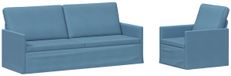 vidaXL Canapé 2 pcs Bleu Velours côtelé