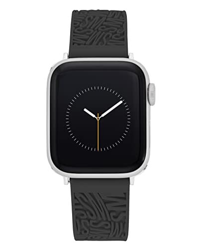 Steve Madden Mode siliconen band voor Apple Watch, veilig, verstelbaar, past op de meeste polsen, zwart, Zwart