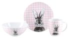 CreaTable, 25217, serie Happy Bunny Pink, 3-delige paasserviesset van porselein, vaatwasser- en magnetronbestendig, Made in Europe